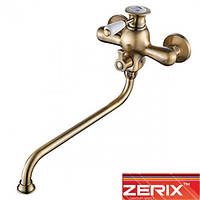 Змішувач для ванни довгий ніс ZERIX Z2217-2 BRONZE EURO (CHR-006)