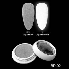 Пудра світловідбивна із шимером для нігтів BD-02 — сіра