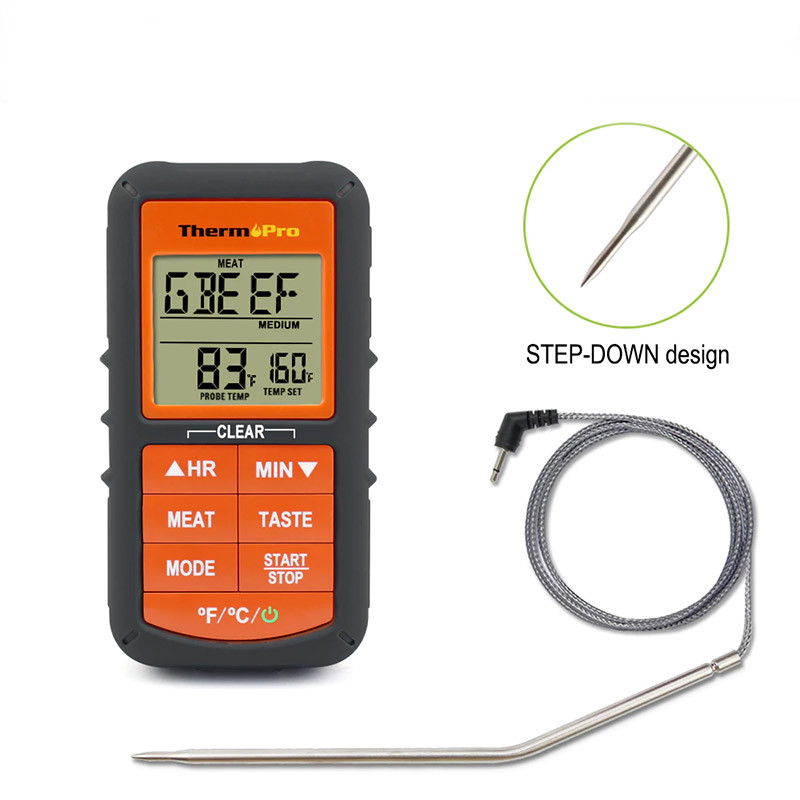 Термометр для м'яса зі щупом ThermoPro TP06S, -9C°~+250C°, таймер, звук, колірний сигнал, профі серія