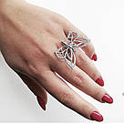 Срібна каблучка-метелик “Butterfly” — срібло 925 проби, великий метелик у фіанітах, фото 4