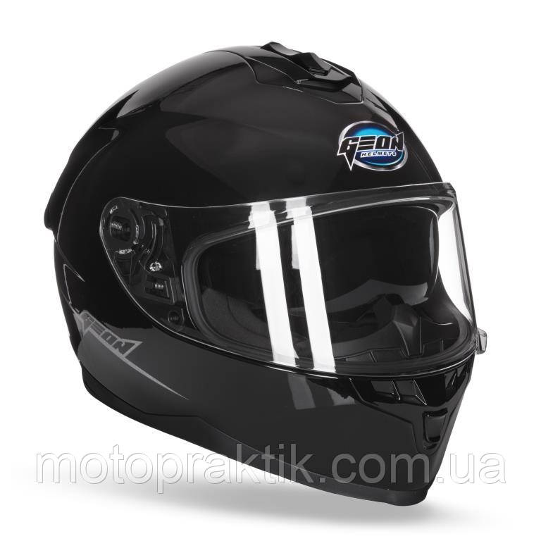 GEON FF967-2 Solid Gloss Black, XS (53-54) Мотошолом інтеграл із вбудованими окулярами