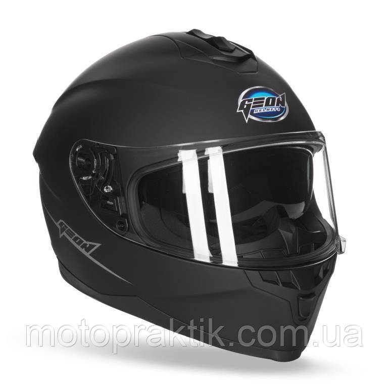 GEON FF967-2 Solid Matt Black, XS (53-54) Мотошолом інтеграл із вбудованими окулярами
