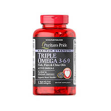 Комплекс незамінних жирних кислот Puritan's Pride Triple Omega 3-6-9 Fish, Flax & Chia Oils 120 softgels