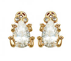 Сережки-гвоздики XР. Позолота 18К. Камені: білий циркон. Діаметр: 11 мм. 12 пар