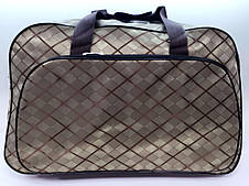 Жіноча дорожня сумка-саквояж текстильна коричнева для подорожей
