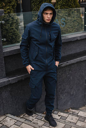 Чоловічий костюм синій демісезонний Intruder Softshell.Куртка чоловіча, штани утеплені, фото 2