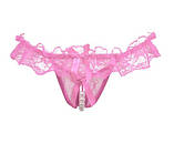 Стринги з намистинами та розрізом рожеві, фото 2