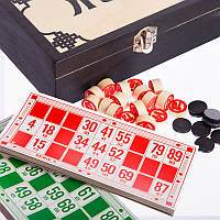 Подарочное лото настольная игра с деревянными бочонками в коробке 20 х 12 х 6 см Zepma Черный (лото-02)