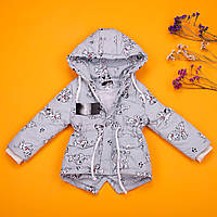 Удлиненная куртка для девочки модным принтом далматинцев 80-134 р