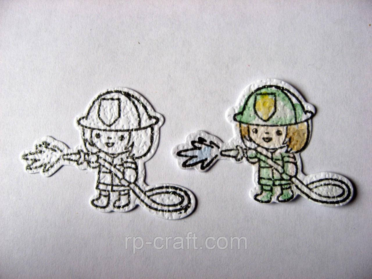 Вирубка з акварельного паперу з контурним малюнком. Попалювач, 33х46 мм, фото 1