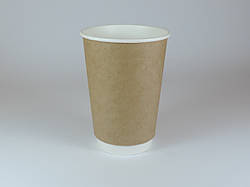 Паперовий стакан двошаровий Крафт 340 мл 25 шт/уп (1ящ/20уп) кр80 (ЕК)