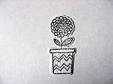 Вирубка з акварельного паперу з контурним малюнком. Квітка у горщіку, 21х41 мм, фото 3