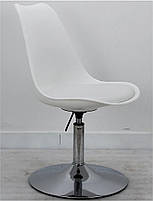 Стілець Milan CH-Base молочний 56 пластик із м'якою подушкою, хромована опора-блин, скандинавський стиль, фото 4