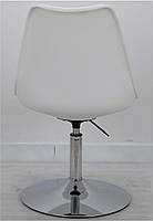 Стілець Milan CH-Base молочний 56 пластик із м'якою подушкою, хромована опора-блин, скандинавський стиль, фото 6