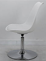 Стілець Milan CH-Base молочний 56 пластик із м'якою подушкою, хромована опора-блин, скандинавський стиль, фото 7