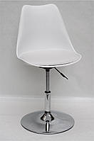 Стілець Milan CH-Base молочний 56 пластик із м'якою подушкою, хромована опора-блин, скандинавський стиль, фото 8