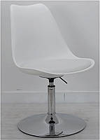 Стілець Milan CH-Base молочний 56 пластик із м'якою подушкою, хромована опора-блин, скандинавський стиль, фото 9