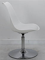 Стілець Milan CH-Base молочний 56 пластик із м'якою подушкою, хромована опора-блин, скандинавський стиль, фото 10