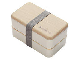 Ланч бокс подвійний Wooden Style WS-001 1200мл, бежевий