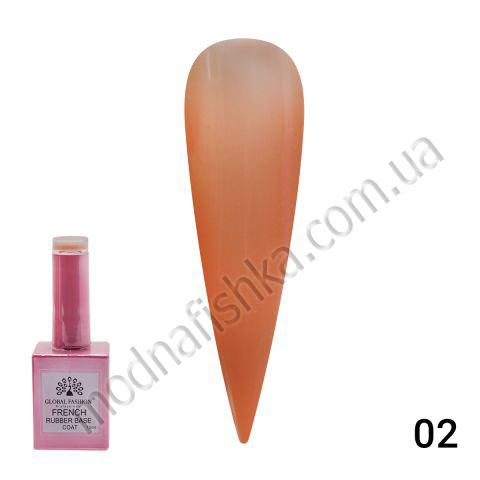 Global Fashion Каучукова база для гель-лаку френч, Rubber Base Coat French 02, 15 мл.