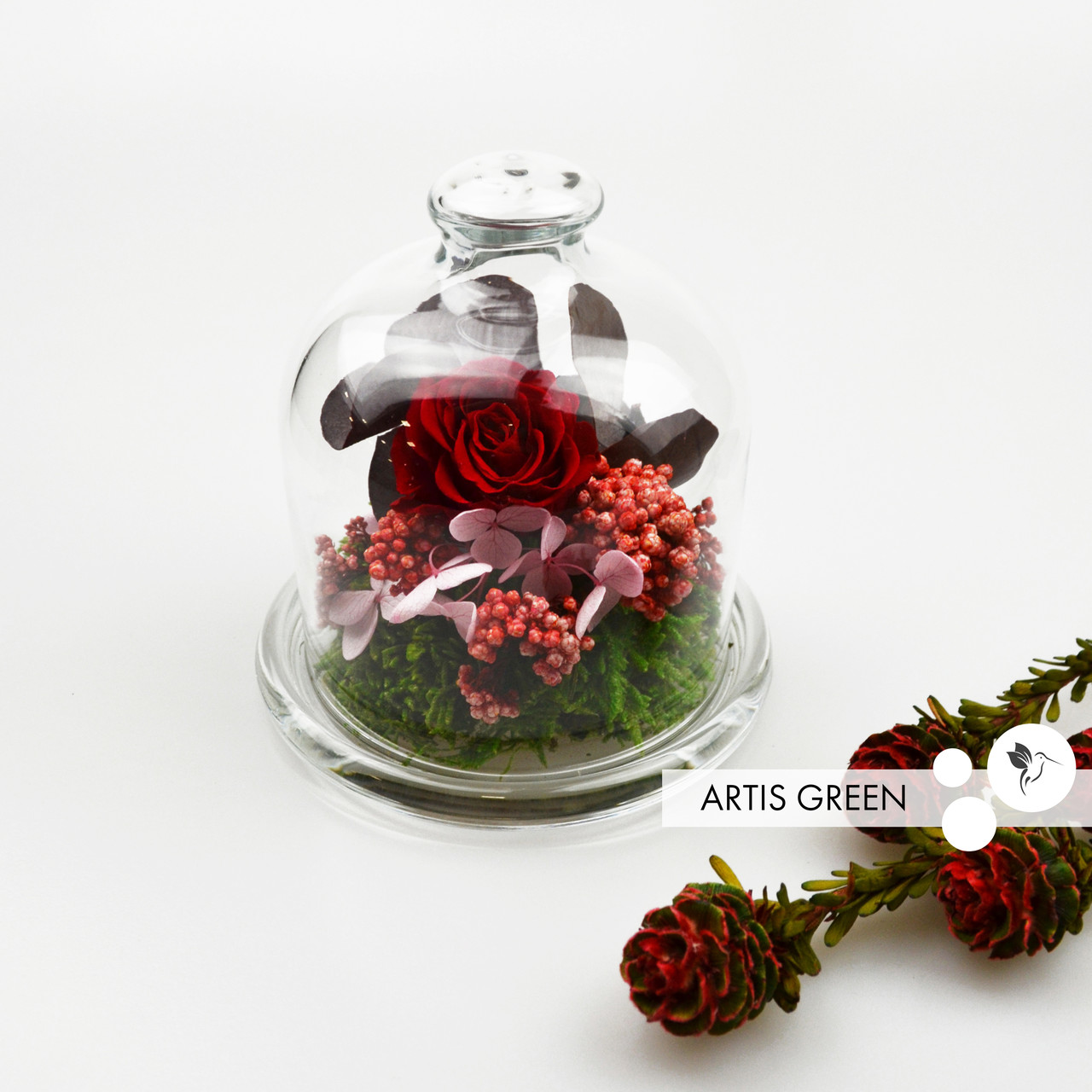 Стабілізована троянда в міні-колбі «Rosy spring», G32, фото 1