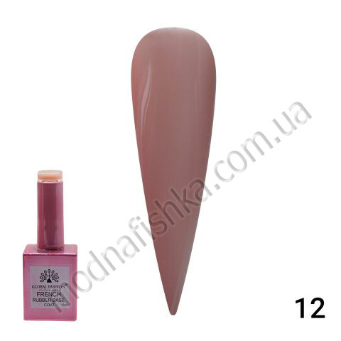 Global Fashion Каучукова база для гель-лаку френч, Rubber Base Coat French 12, 15 мл.