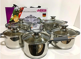 Набір посуду із силіконовими вставками Benson BN-192 10 предметів