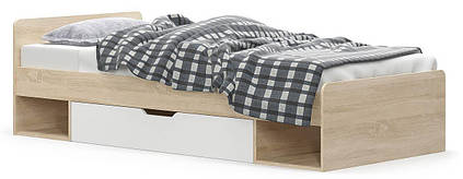 Ліжко Типс 90х199 Дуб самоа + Білий Меблі Сервіс (з ламелями) (95.6х203.2х60 см)