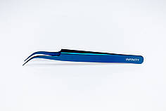 Пінцет для нарощування вій INFINITY вигнутий, колір синій