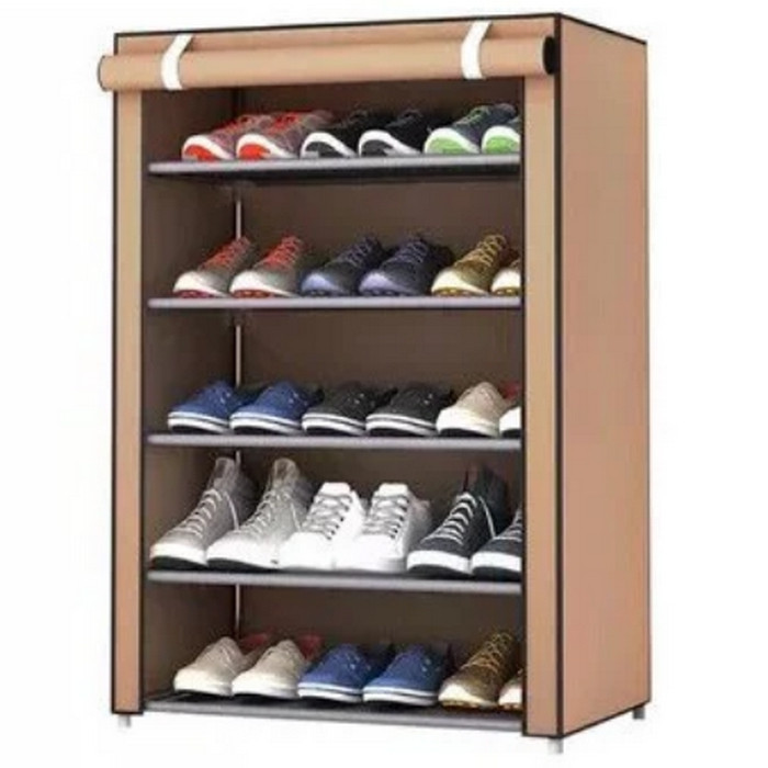 Органайзер для зберігання речей | Шафи з тканини | Тканинний шафа для взуття, 5-полиць коричневий (Справжні