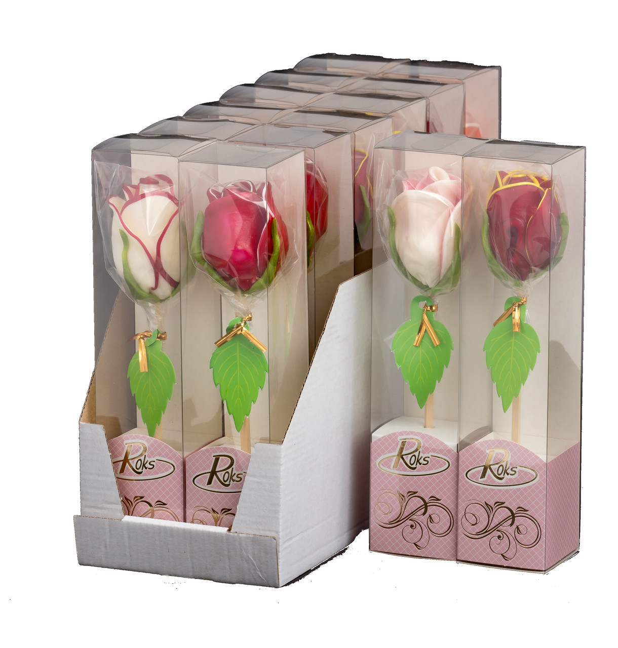 Льодяник на паличці Роза 70 г 14 шт Roks, фото 1