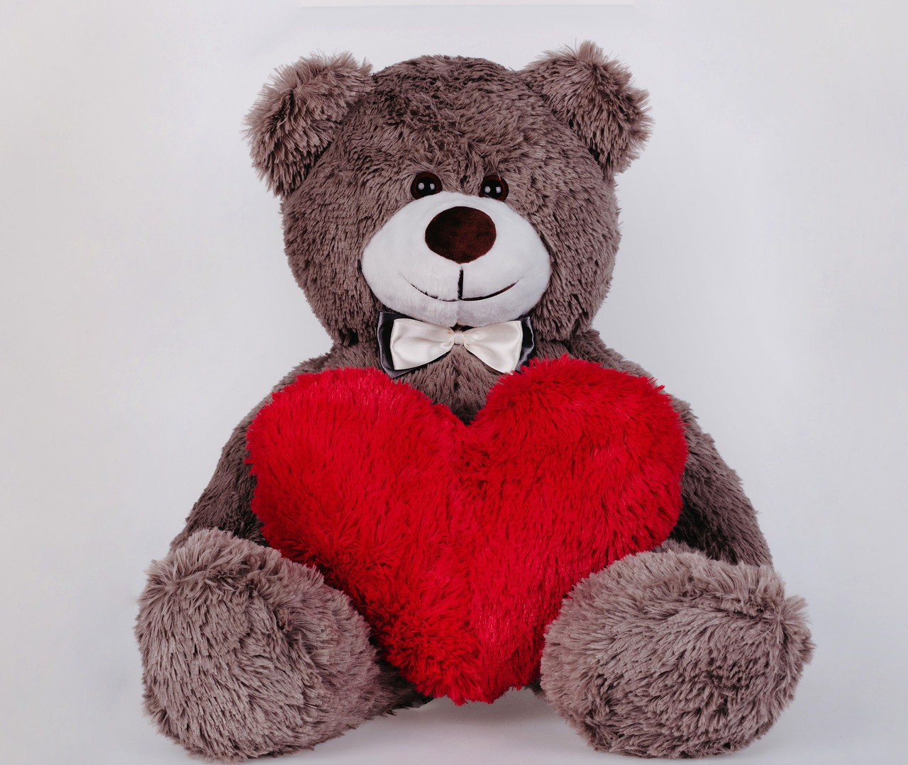 Плюшевий ведмідь із серцем Yarokuz Джиммі 90 см Капучино