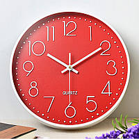 Часы настенные для дома кварцевые бесшумные красивые Losso Premium CW-30 - Красные