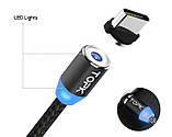 Магнітний Type c USB кабель 2м. TOPK з підсвіткою і круглим конектором. Різні кольори, фото 4