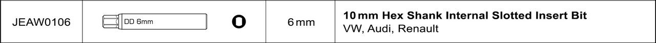 Насадка для розбирання стійок L92 мм із внутрішнім шліцьовим отвором 6 мм VW, Audi, Renault TOPTUL JEAW0106