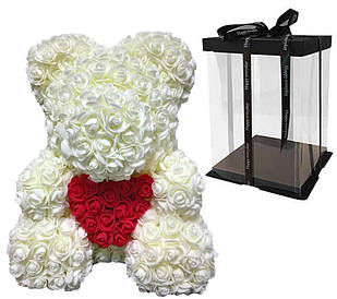 Мишко з серцем 3D троянд Teddy Rose 40 см Шампанський