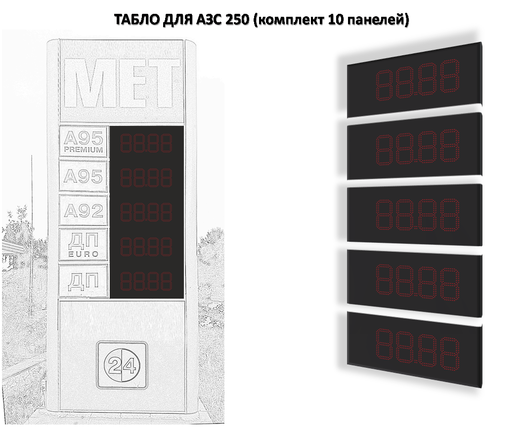 Табло АЗС 250 мм без палива (видимість до 80 м)