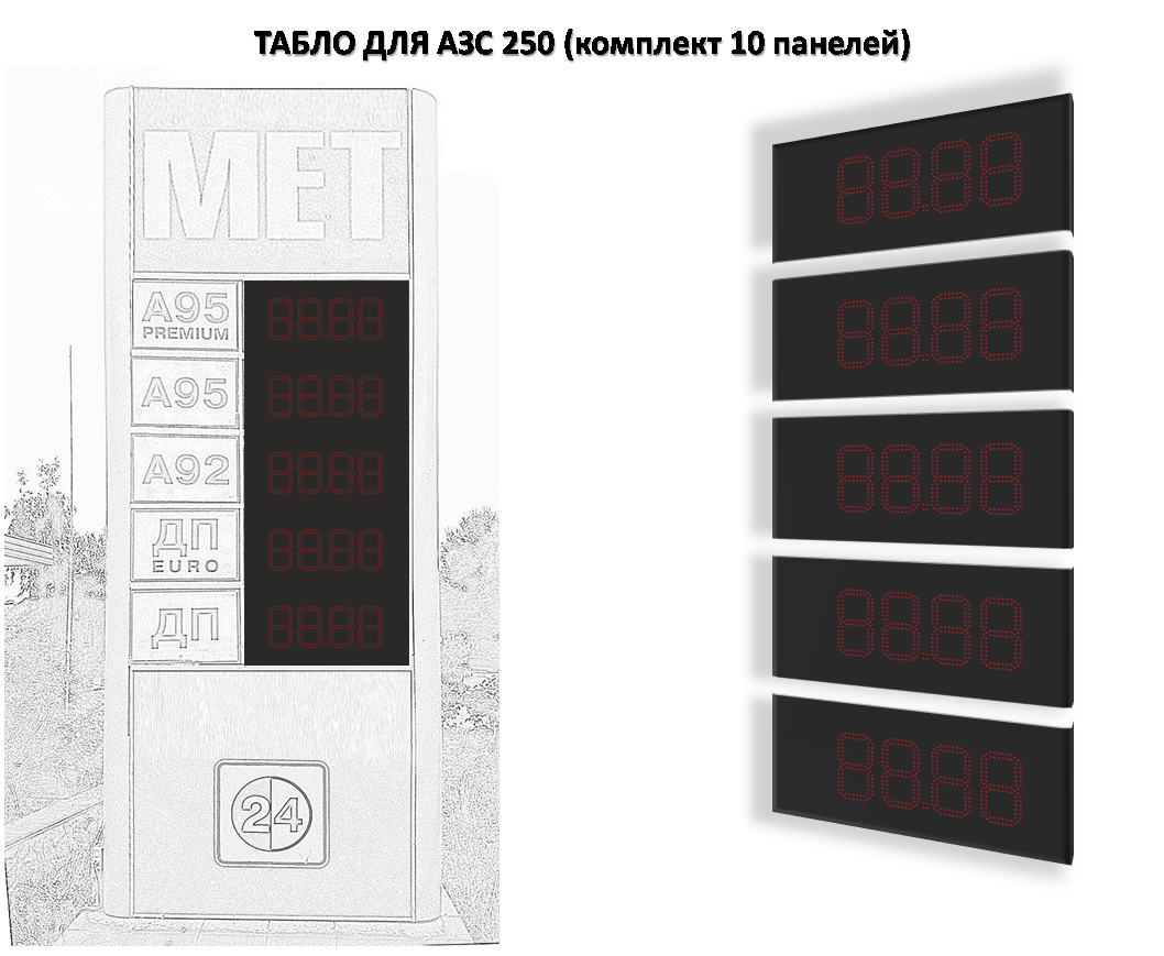 Табло АЗС 250мм без палива (видимість до 80м)