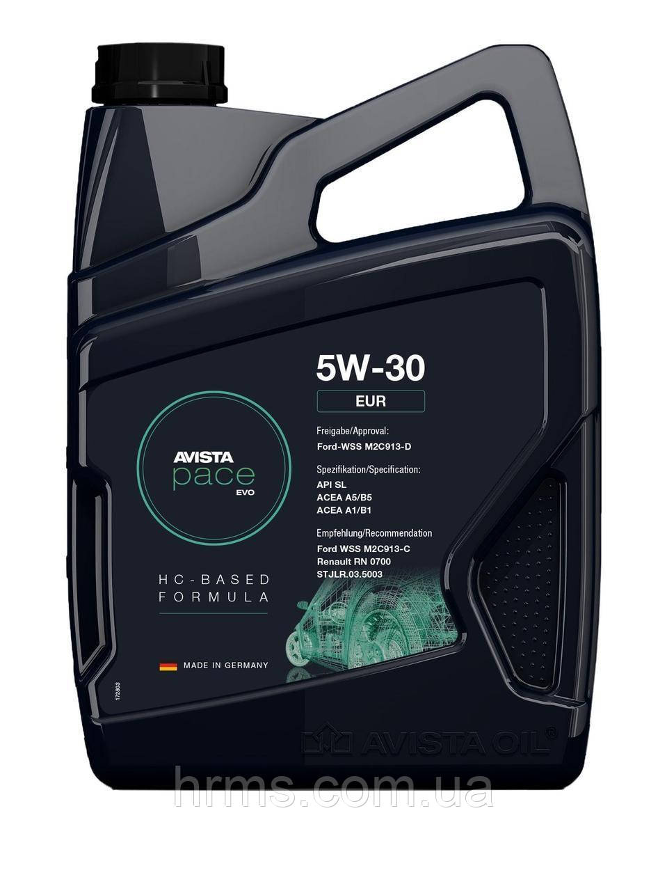 Масло моторне AVISTA pace EVO EUR SAE 5W-30 каністра 4 л Авіста Пейс Ево 5в30 Авіста Пейс Ево 5в30