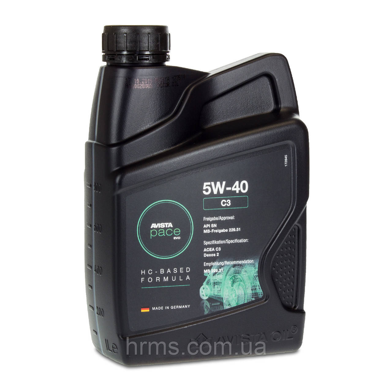 Масло моторне AVISTA pace EVO C3 SAE 5W-40 каністра 5 л Авіста Пейс Ево С3 5в40 Авіста Пейс Ево С3 5в40