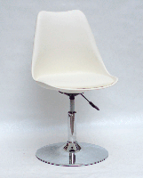 Стілець Milan CH-Base молочний 56 пластик із м'якою подушкою, хромована опора-блин, скандинавський стиль, фото 2