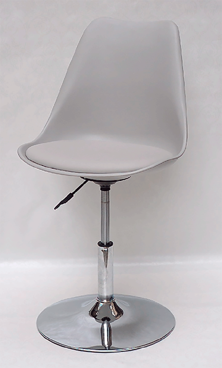 Стілець Milan CH-Base сірий 10 пластик із м'якою подушкою, хромована опора-блин, скандинавський стиль, фото 1