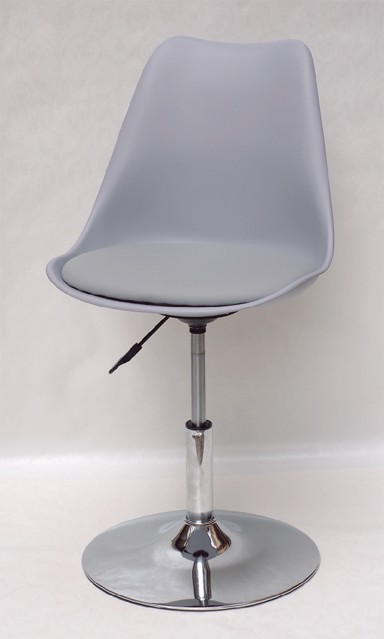 Стілець Milan CH-Base сірий 35 пластик із м'якою подушкою, хромована опора-блин, скандинавський стиль, фото 1