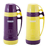 Термос Kamille Жовтий 1000мл пластиковий зі скляною колбою KM-2031, фото 8