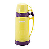 Термос Kamille Жовтий 1000мл пластиковий зі скляною колбою KM-2031, фото 2