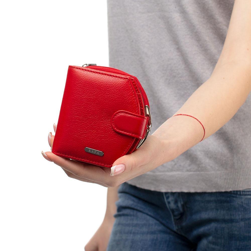 Гаманець жіночий шкіряний KAFA з блокуванням RFID-сигналів, червоний