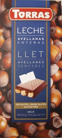 Шоколад молочний Torras з цільним лісовим горіхом Іспанія 200г