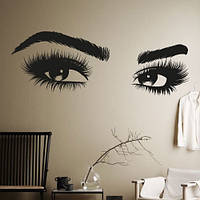 Интерьерная виниловая наклейка на стену Выразительный взгляд (люди глаза брови декор для салона красоты)