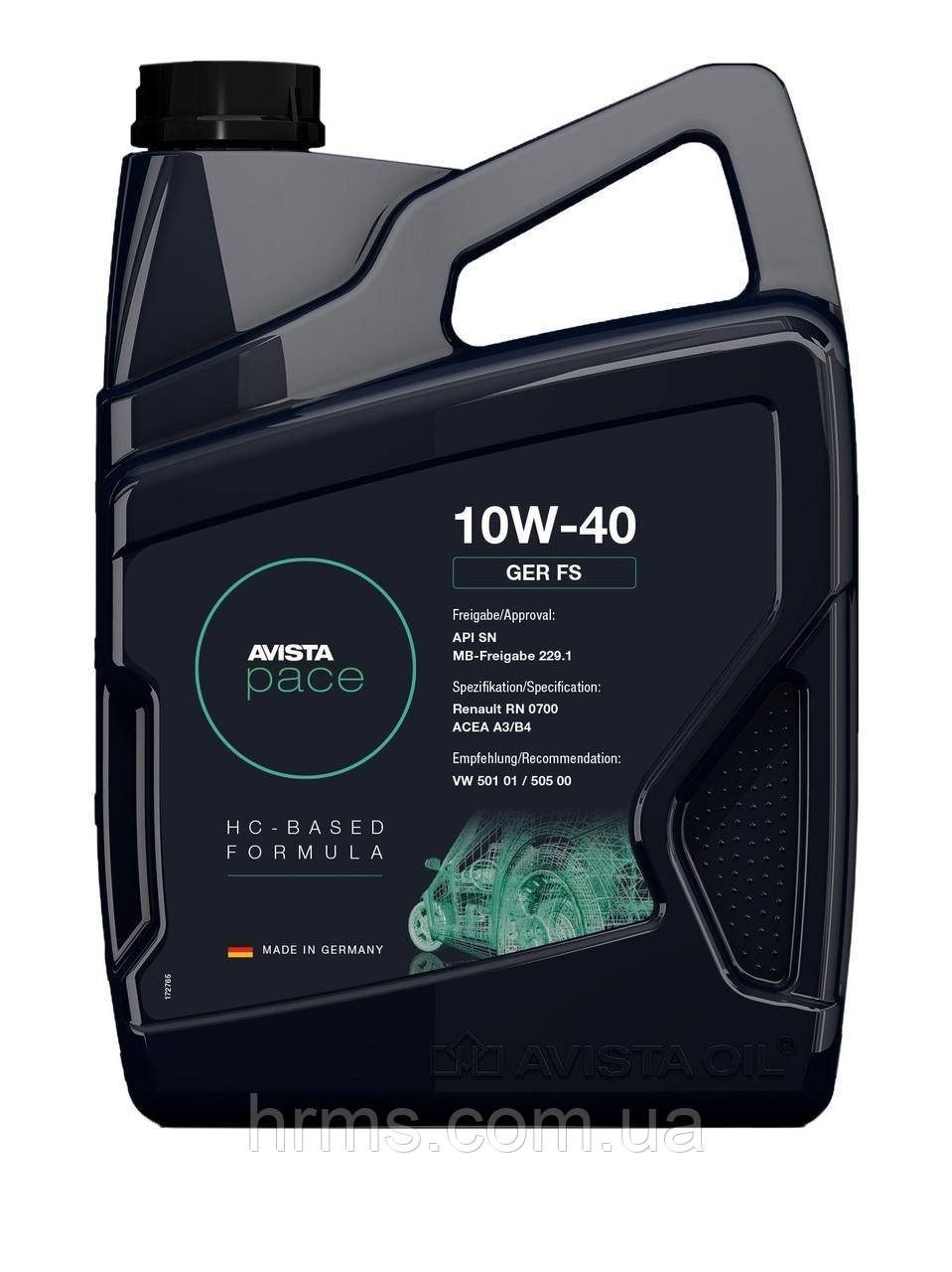 Масло моторне AVISTA pace GER SAE FS 10W-40 каністра 5 л Авіста Пейс Гер 10в40 Авіста Пейс Гер 10в40