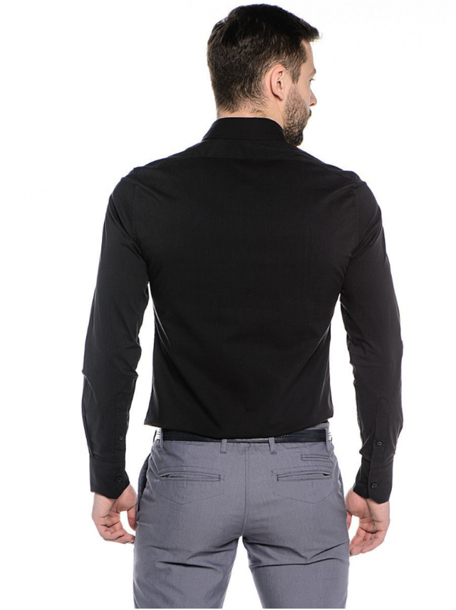 Модная рубашка мужская классическая с длинным рукавом черная